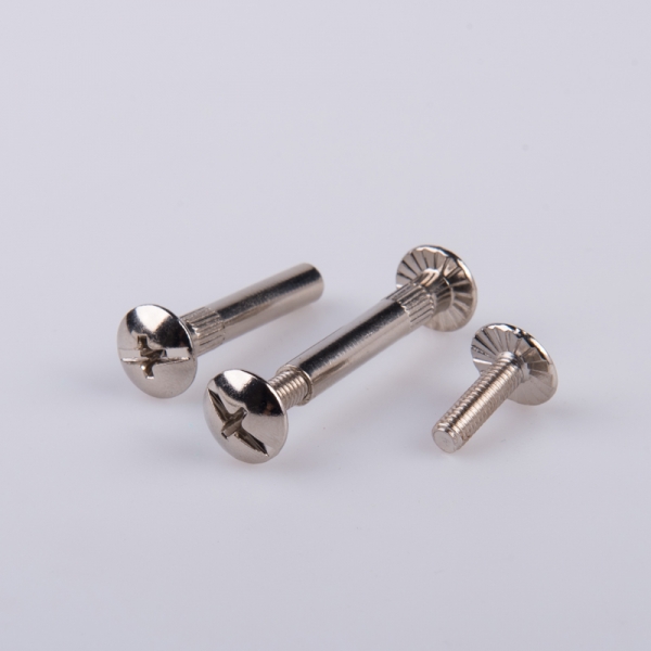 Nickel plated phil slot truss head with serrated Chicago screw 