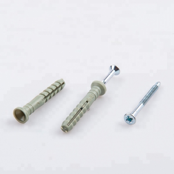 High Quality Round Head Nylon Plastic Wall Anchor Nails With Screw 